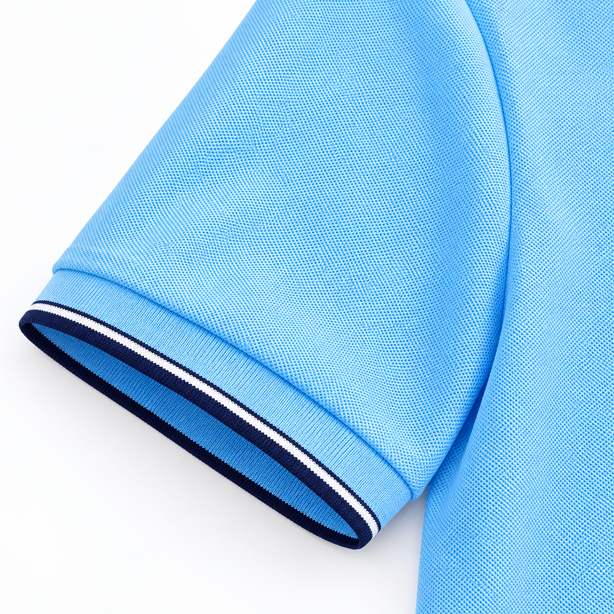 AZUKI light blue contrast-tip pique polo - cuff