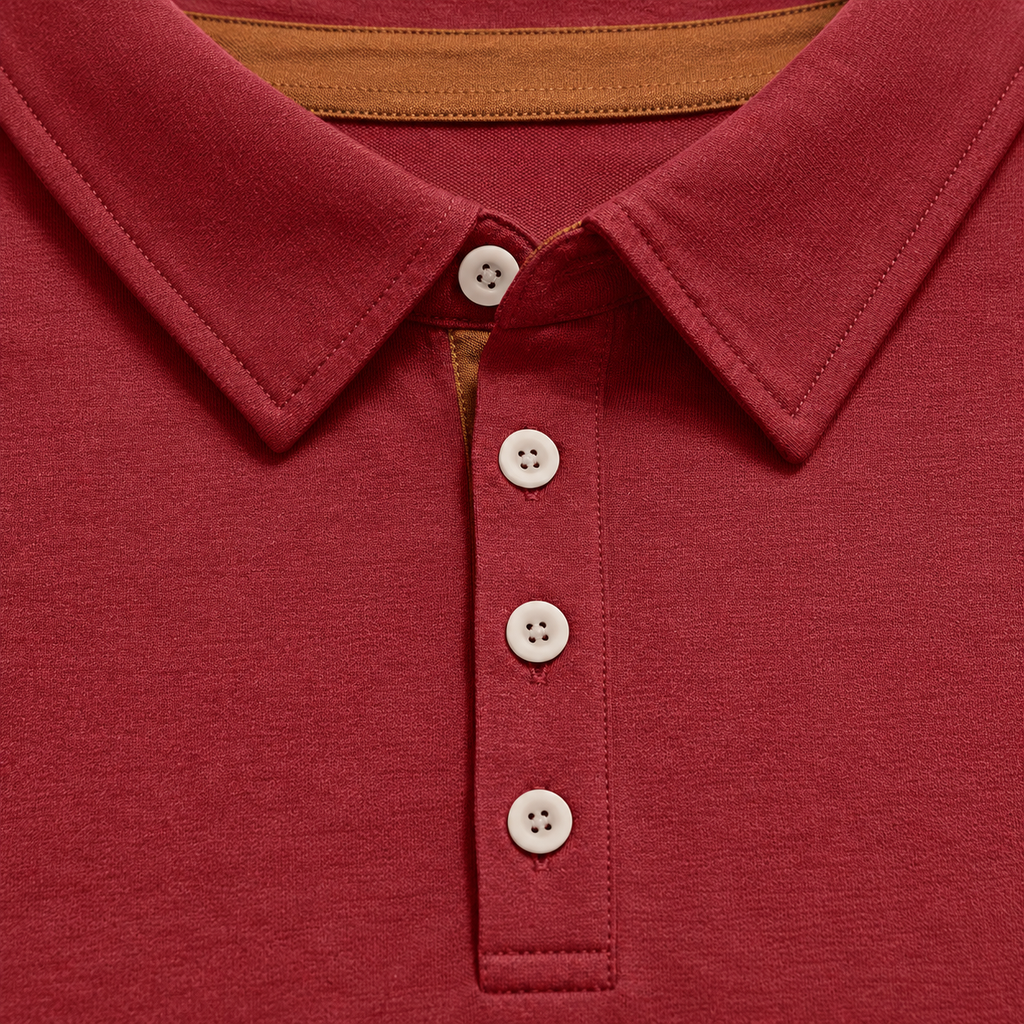AZUKI burgundy cotton-blend pocket polo - collar