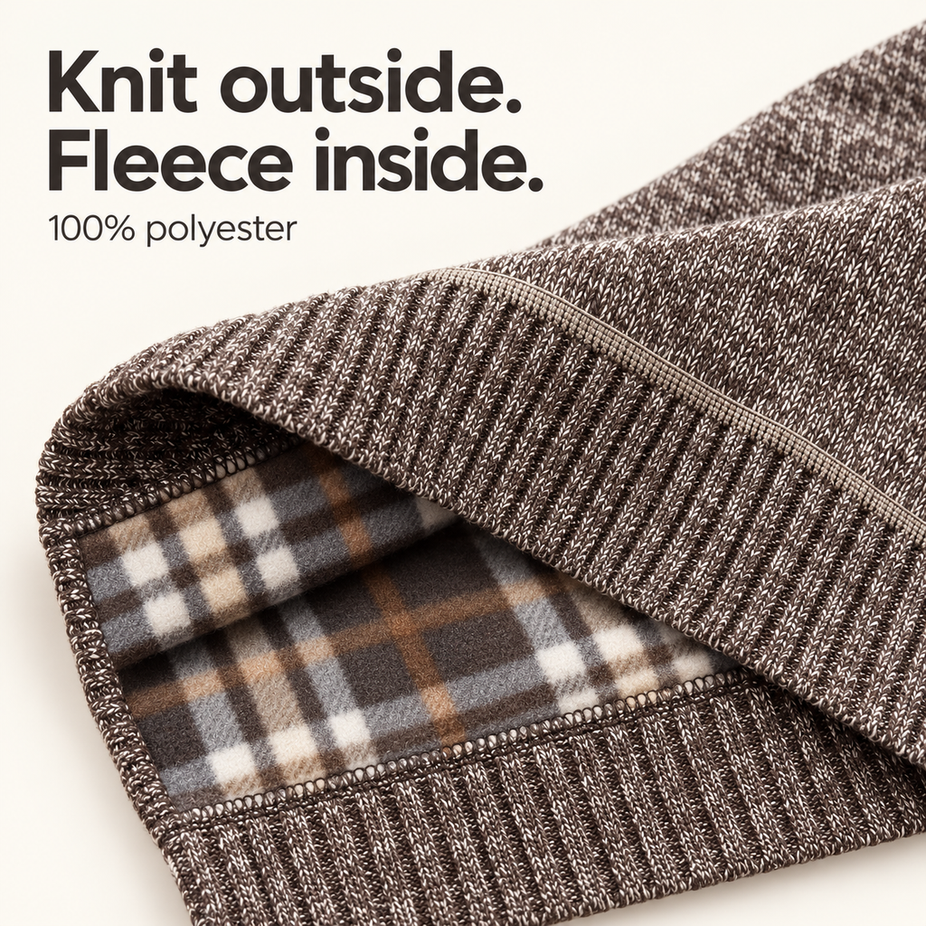 FXY202 fabric detail poster: knit outside, fleece inside, 100 percent polyester